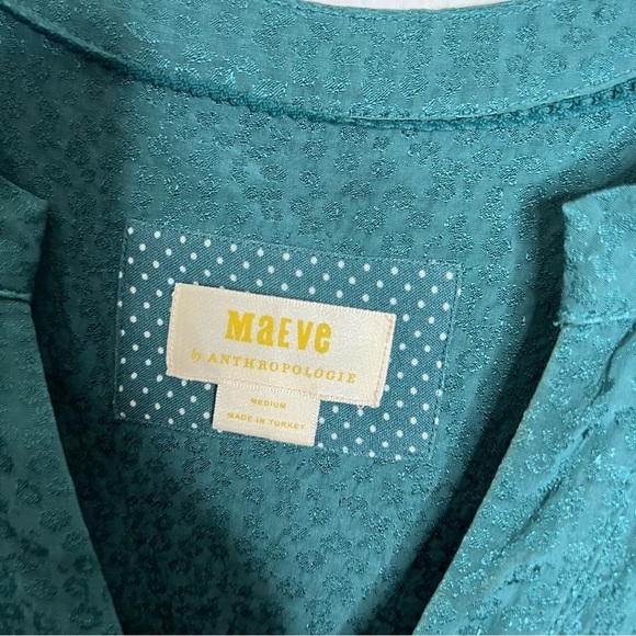 Maeve Anthropologie Dress Women Medium Tania Sacha Satin Tiered Green J - Picture 3 of 8